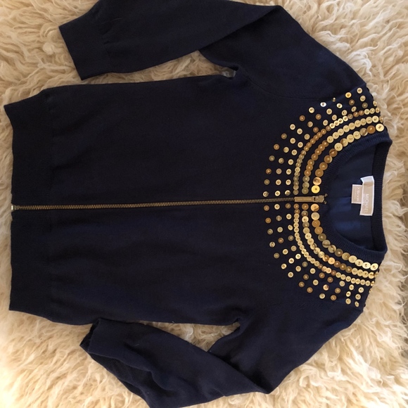 MICHAEL KORS navy sequin zip sweater - Picture 3 of 8